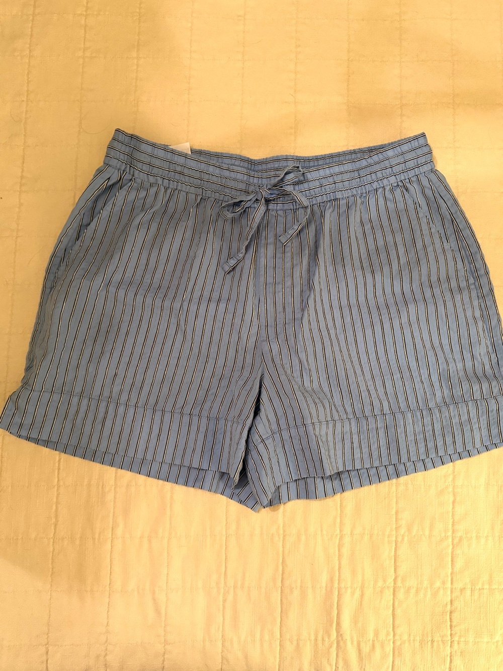 Banana Republic Light Blue with Black & White Striped Women's Drawstring Shorts